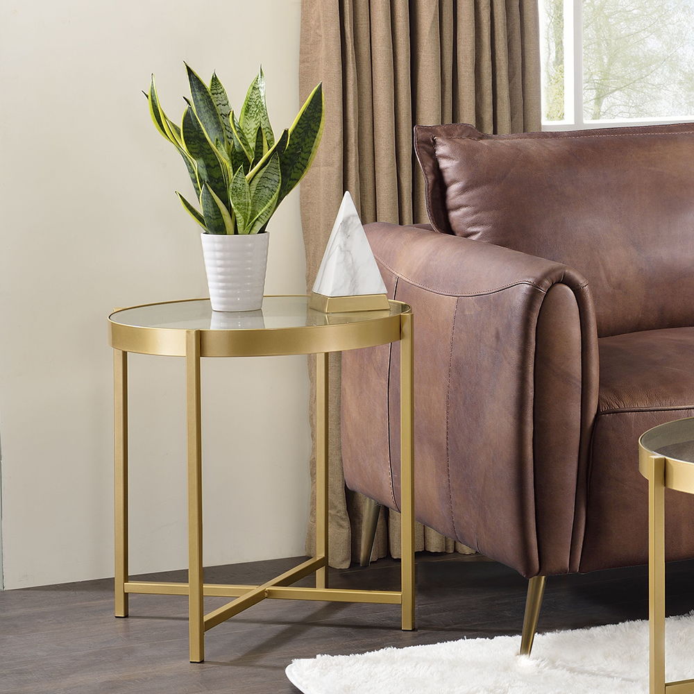 Charrot - End Table - Clear Glass Top & Gold - Urban Living Furniture (Los Angeles, CA)