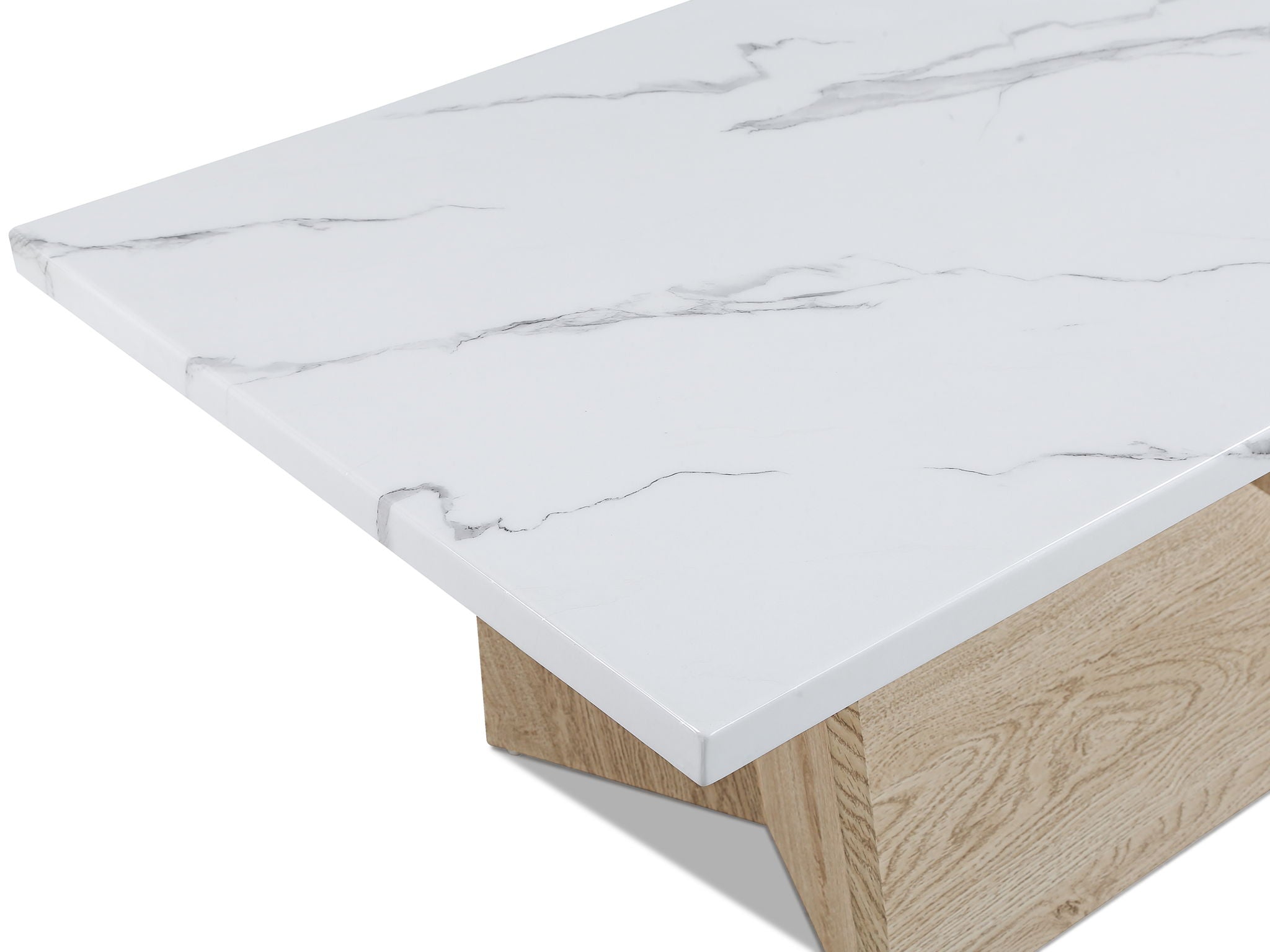 Adea - 3 Piece Cocktail Set Faux Marble Top - White Oak - Urban Living Furniture (Los Angeles, CA)