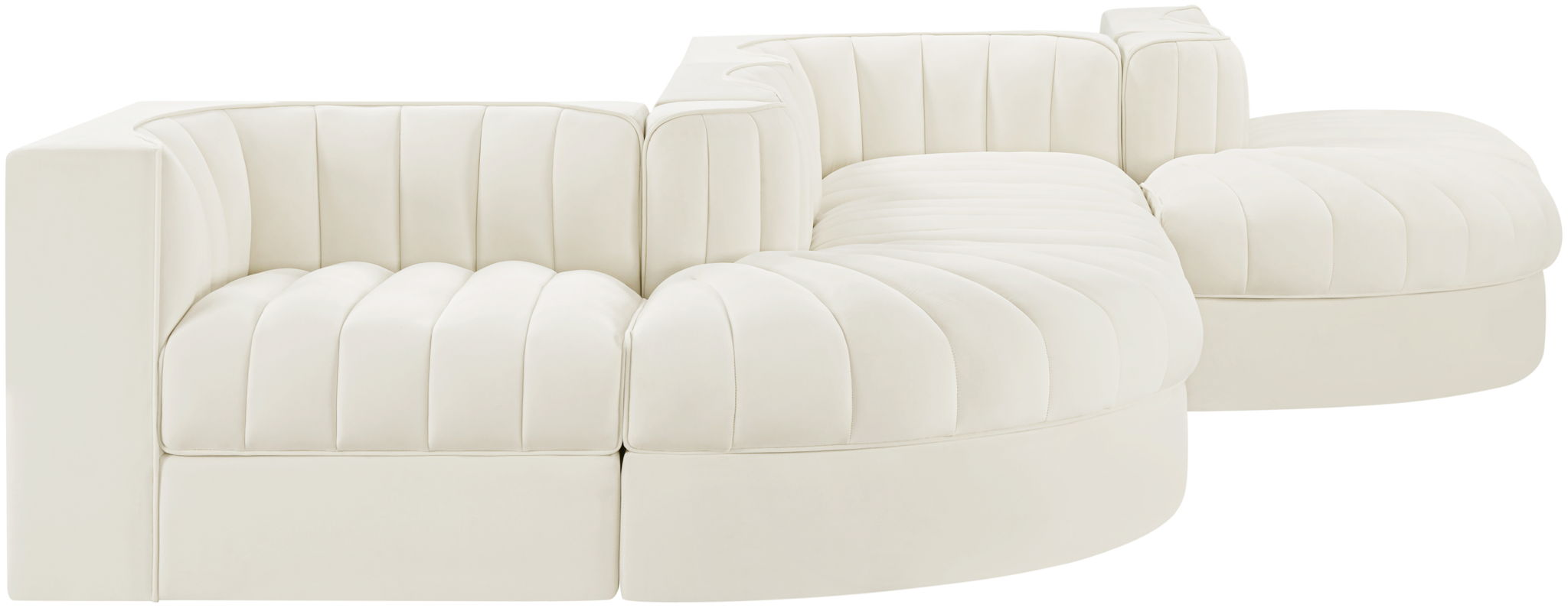 Rummi - Rounded Velvet Performance Fabric Upholstered 6 Piece Modular Sectional - Urban Living Furniture (Los Angeles, CA)