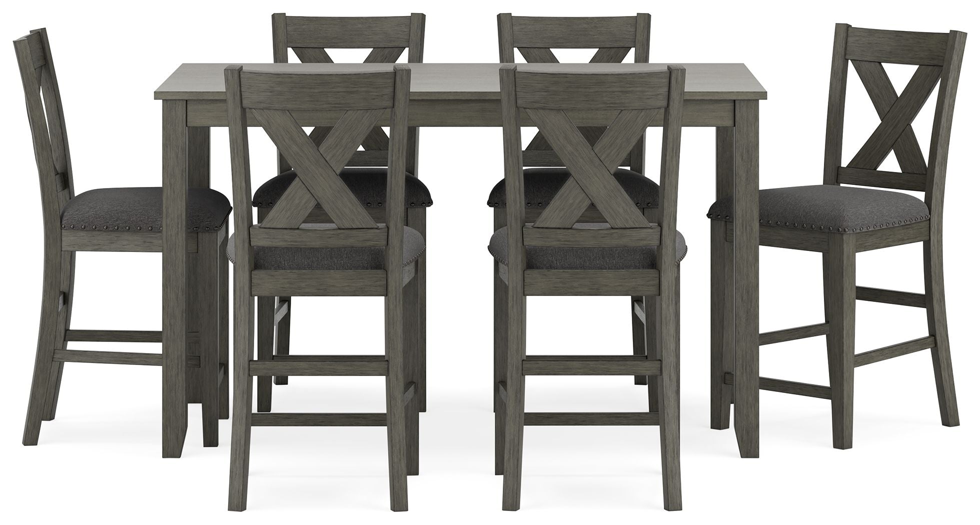 Caitbrook - Gray - Rect Drm Counter Table Set (Set of 7) - Urban Living Furniture (Los Angeles, CA)