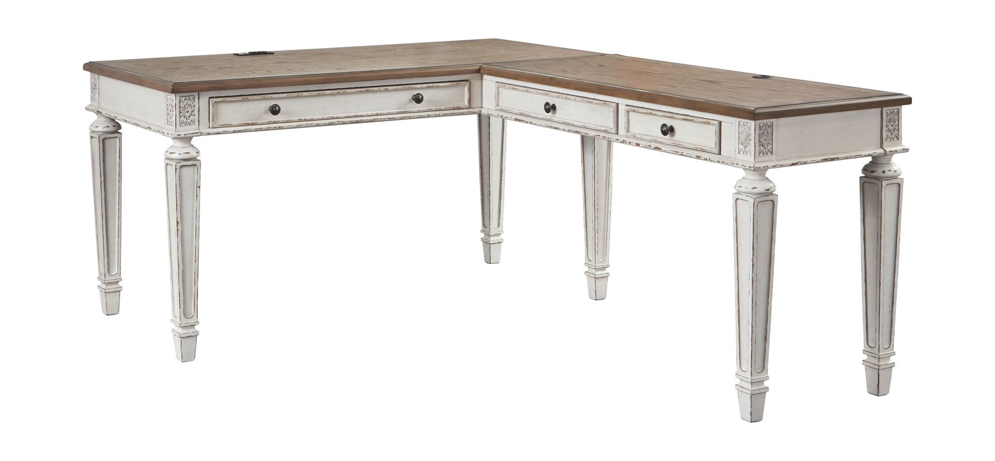 Realyn - White / Brown - Home Office L Shaped Desk - Urban Living Furniture (Los Angeles, CA)