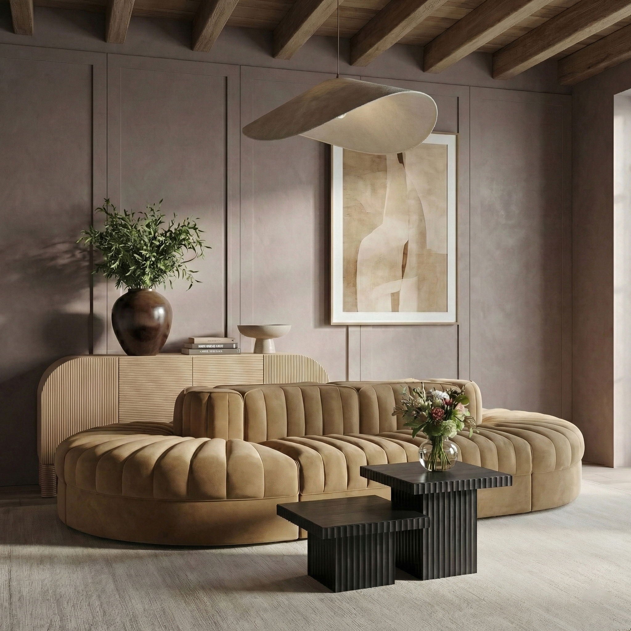 Rummi - Oval Velvet Performance Fabric Upholstered 8 Piece Modular Sectional - Urban Living Furniture (Los Angeles, CA)