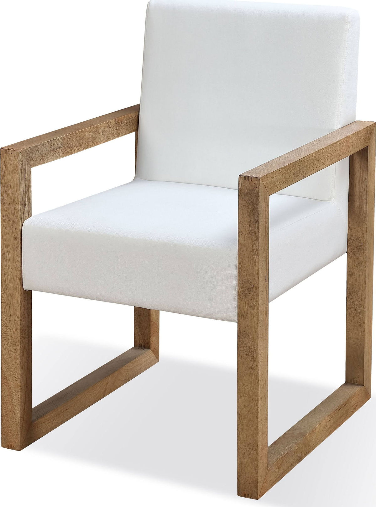 One - Modern Coastal Sled Leg Upholstered Dining Arm Chair (Set of 2) - White Pearl And Bisque