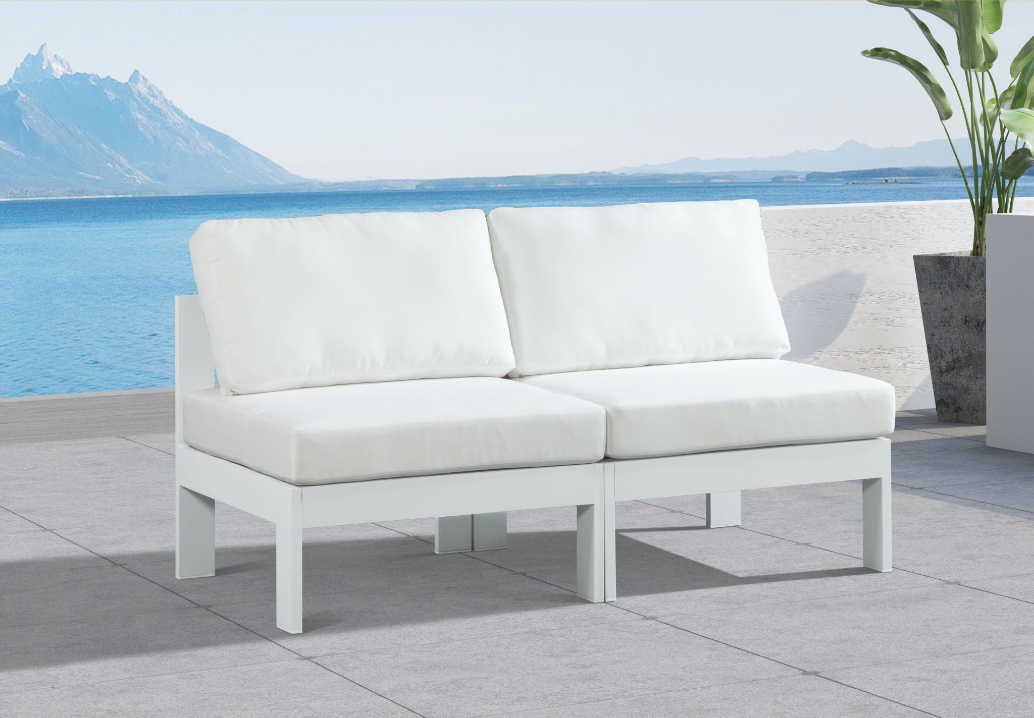 Nizuc - Outdoor Patio 2 Seat Armless Modular Sofa With White Frame - Urban Living Furniture (Los Angeles, CA)