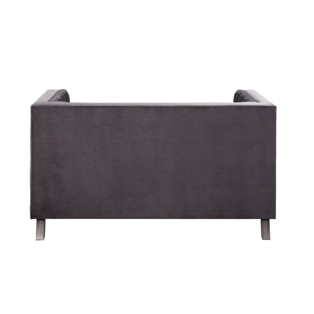 Hegio - Loveseat With 2 Pillows - Gray Velvet - Urban Living Furniture (Los Angeles, CA)