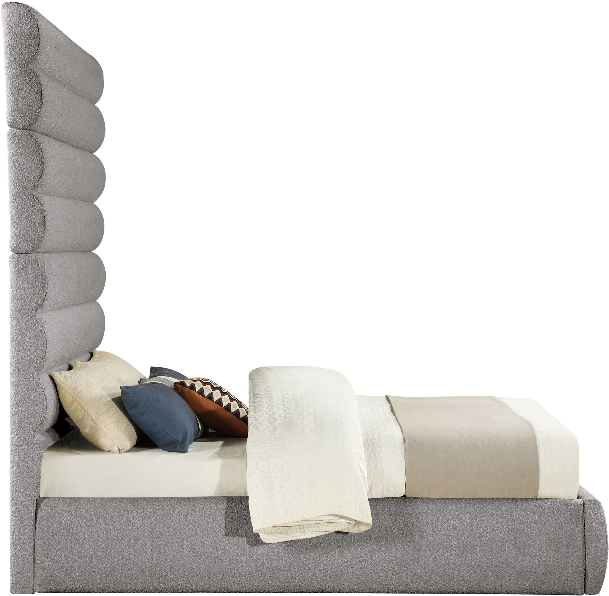 Adam - Boucle Fabric Bed With 89" Headboard