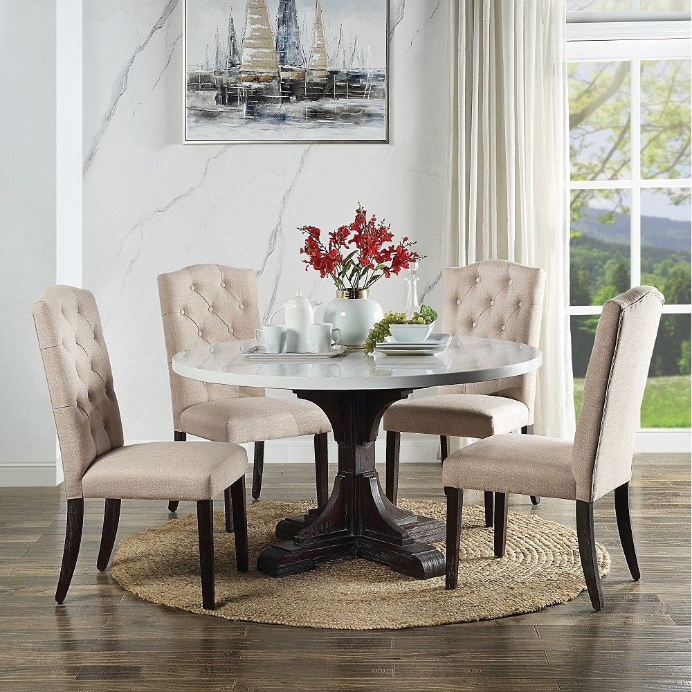 Gerardo - Dining Table - White Marble Top & Weathered Espresso - Urban Living Furniture (Los Angeles, CA)