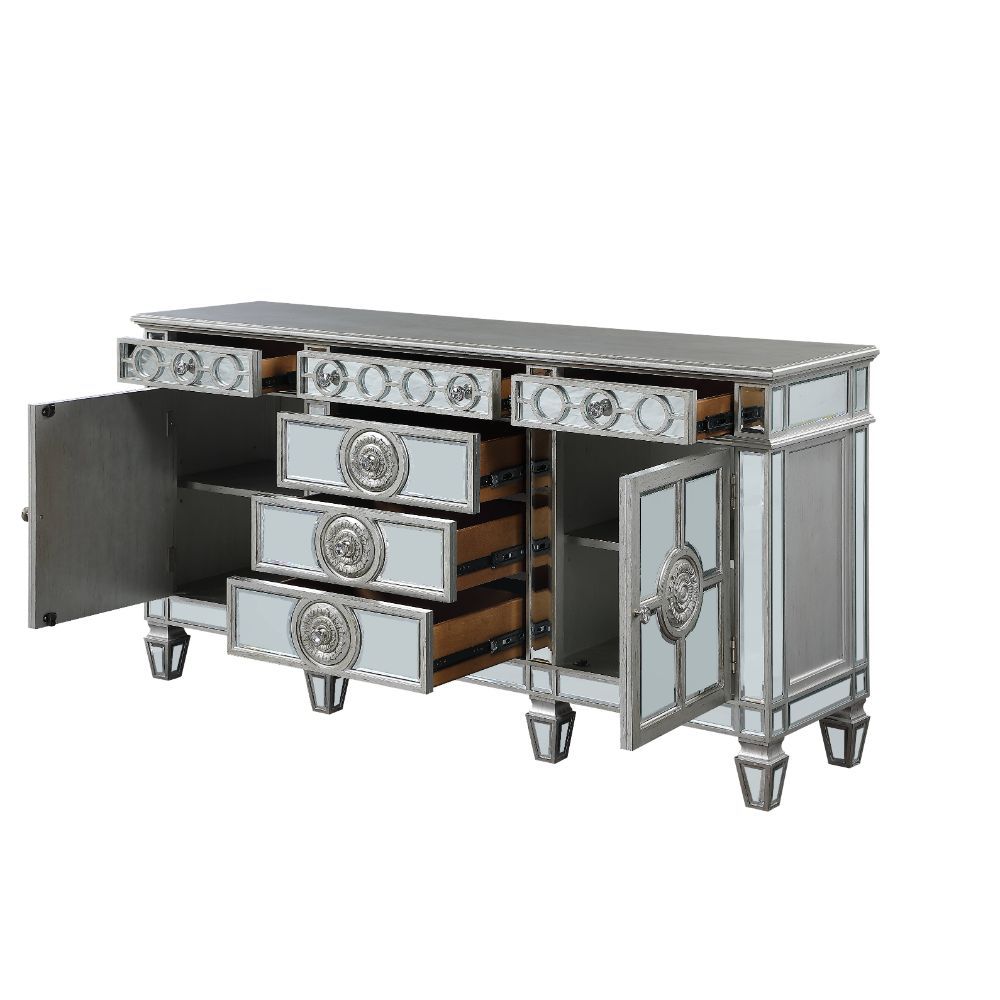 Varian - 36" Server - Mirrored & Antique Platinum - Urban Living Furniture (Los Angeles, CA)