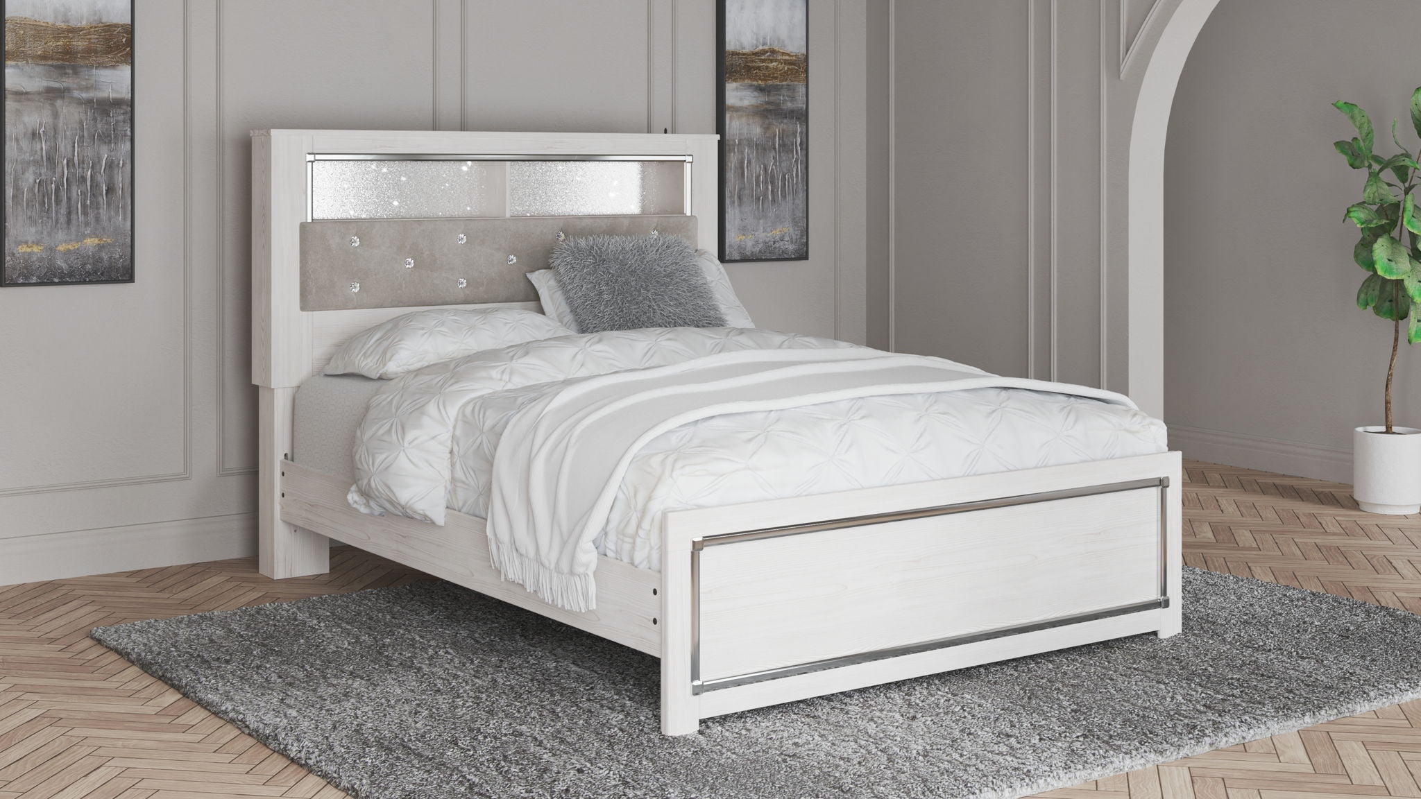 Altyra - White - Queen Panel Bookcase Bed With Roll Slats - Urban Living Furniture (Los Angeles, CA)