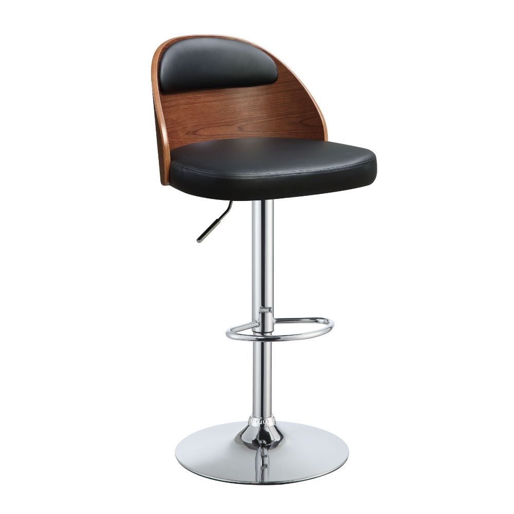 Camila - Adjustable Stool With Swivel - Black Synthetic Leather & Walnut - Urban Living Furniture (Los Angeles, CA)