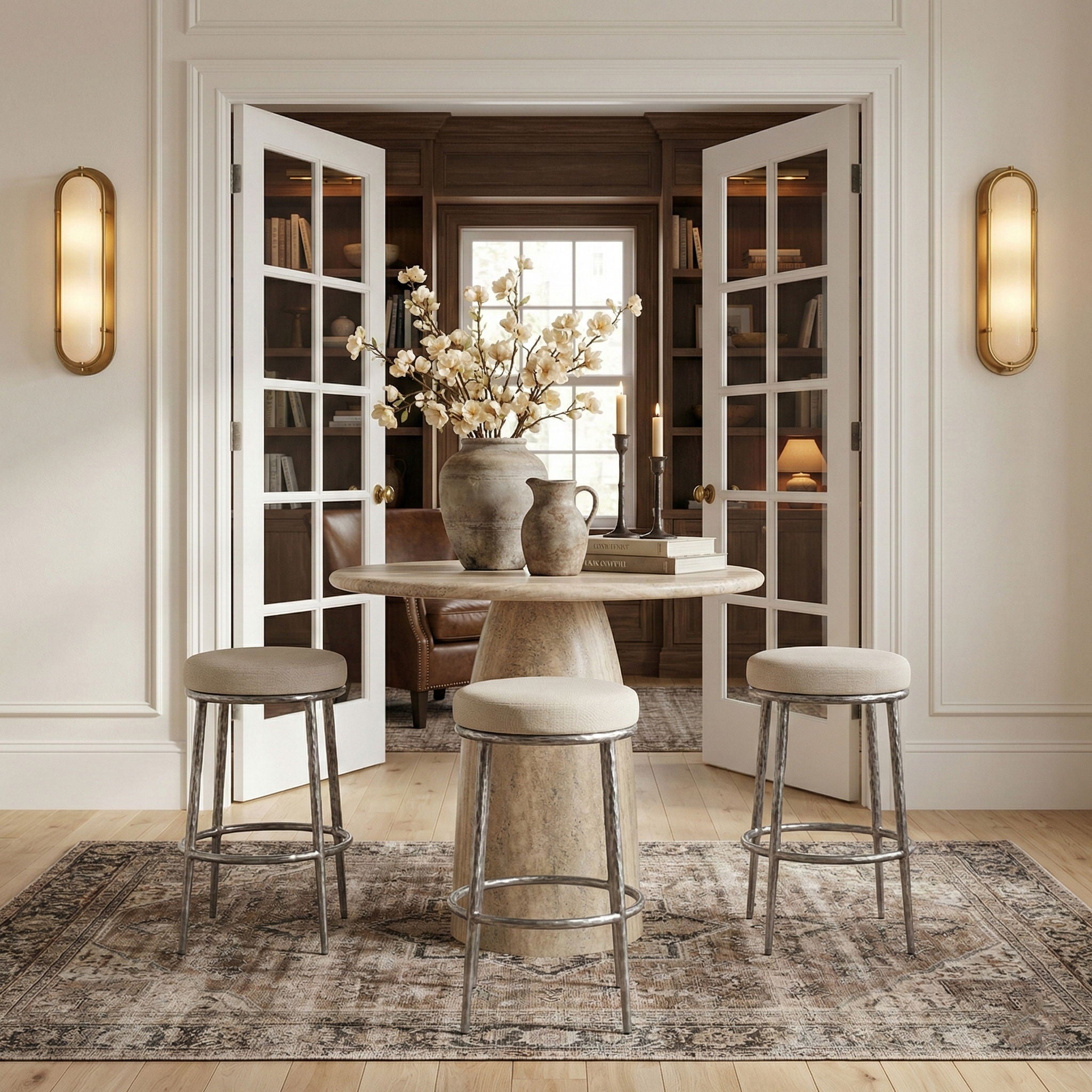 Ferro - Performance Fabric Upholstered Backless Bar Stool - Antique Silver - Urban Living Furniture (Los Angeles, CA)