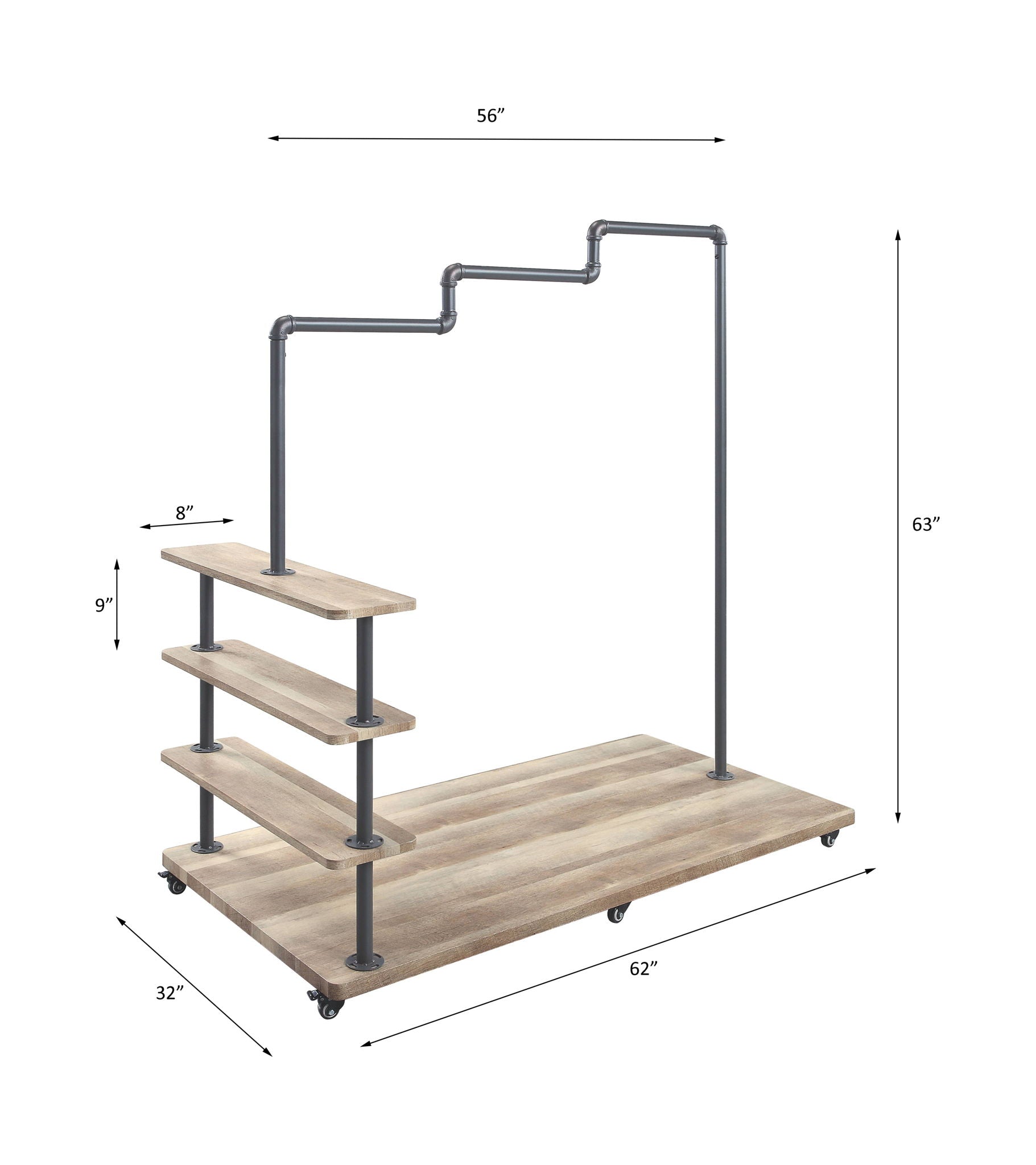 Brantley - 63" Hanger Rack - Oak & Sandy Gray - Urban Living Furniture (Los Angeles, CA)