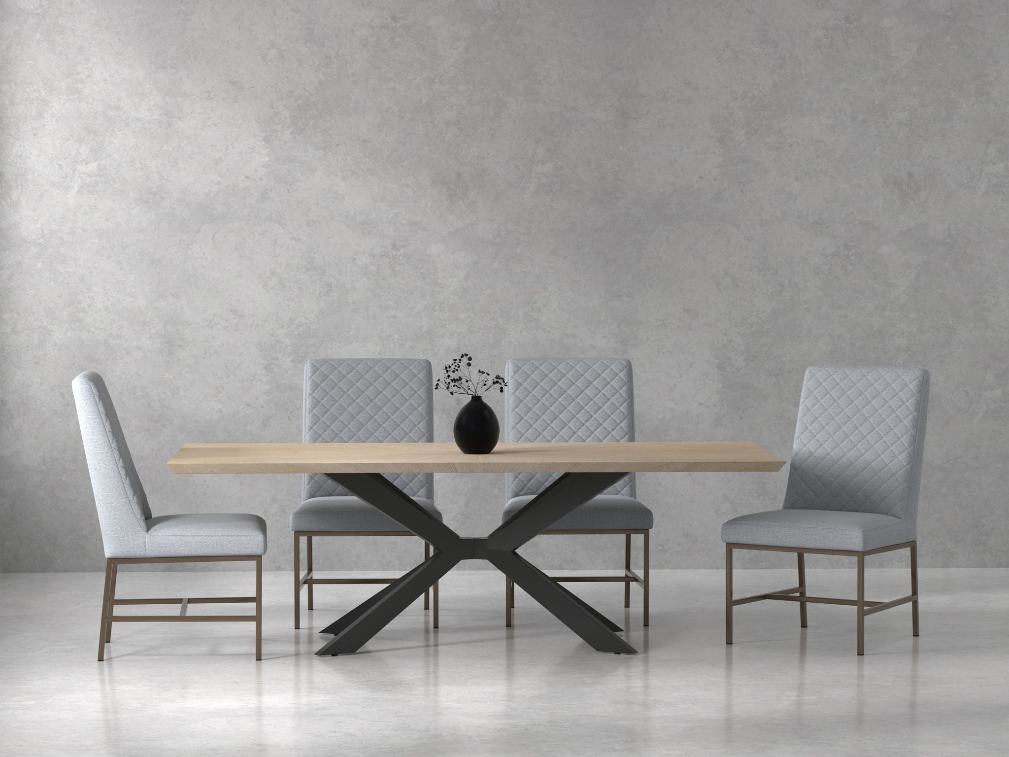 Crossings - Rectangular Dining Table With 4 Upholstered Chairs - Natural & Pearl Silver - Urban Living Furniture (Los Angeles, CA)