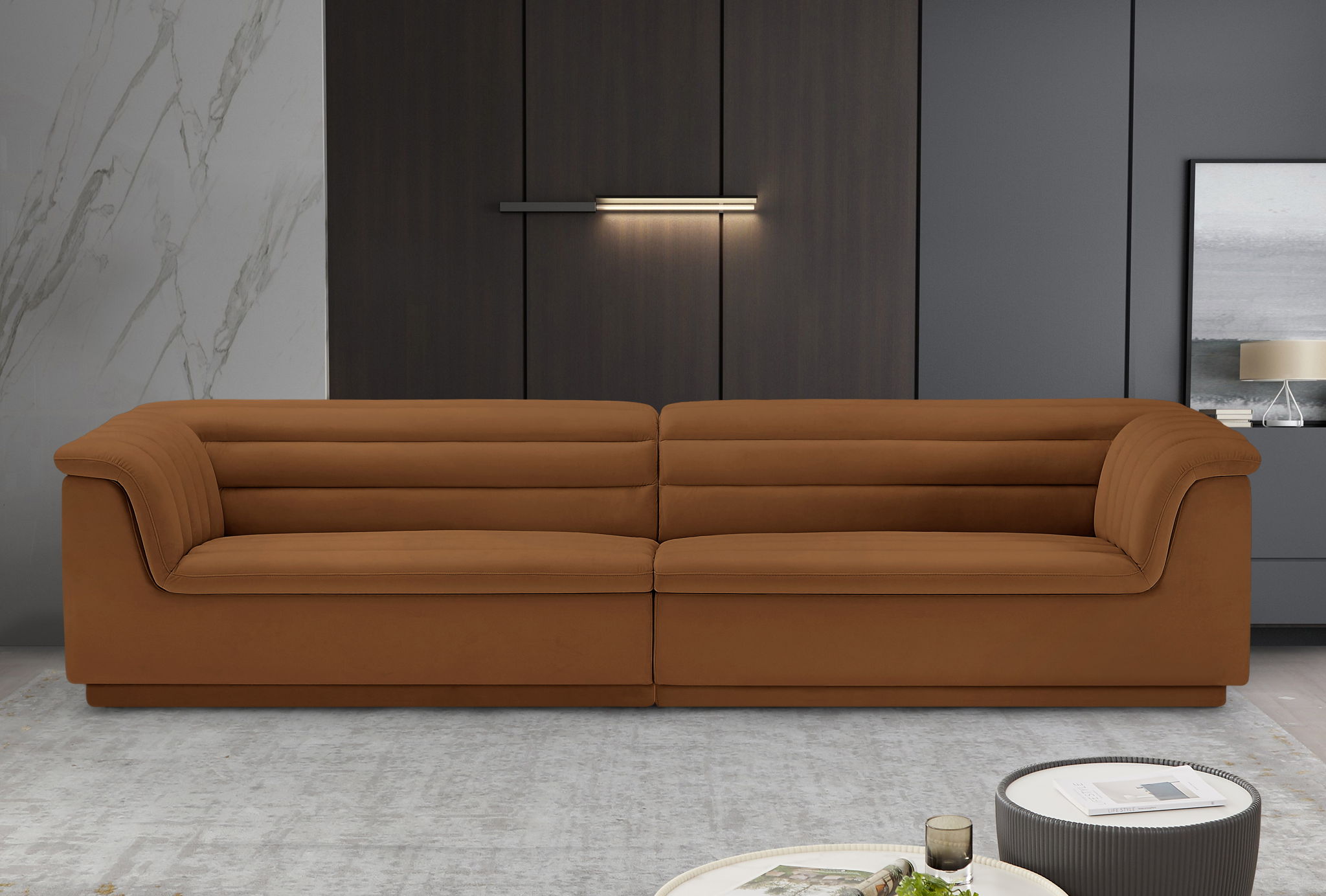Cascade - Velvet Modular Sofa - Saddle - Urban Living Furniture (Los Angeles, CA)