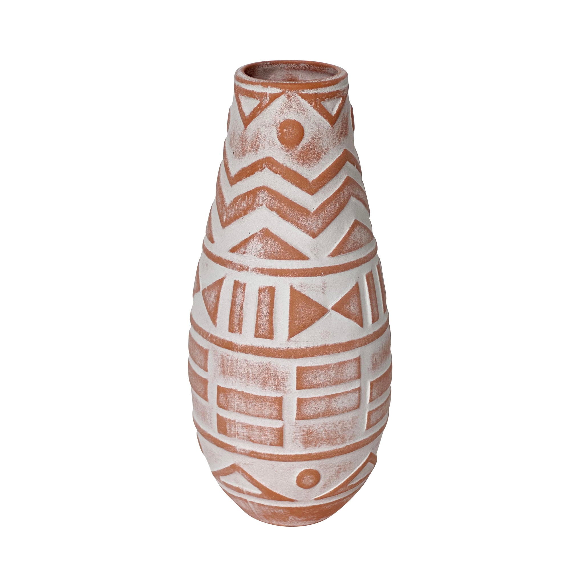Earthenware - Aztec Teardrop Flower Vase - Terracotta