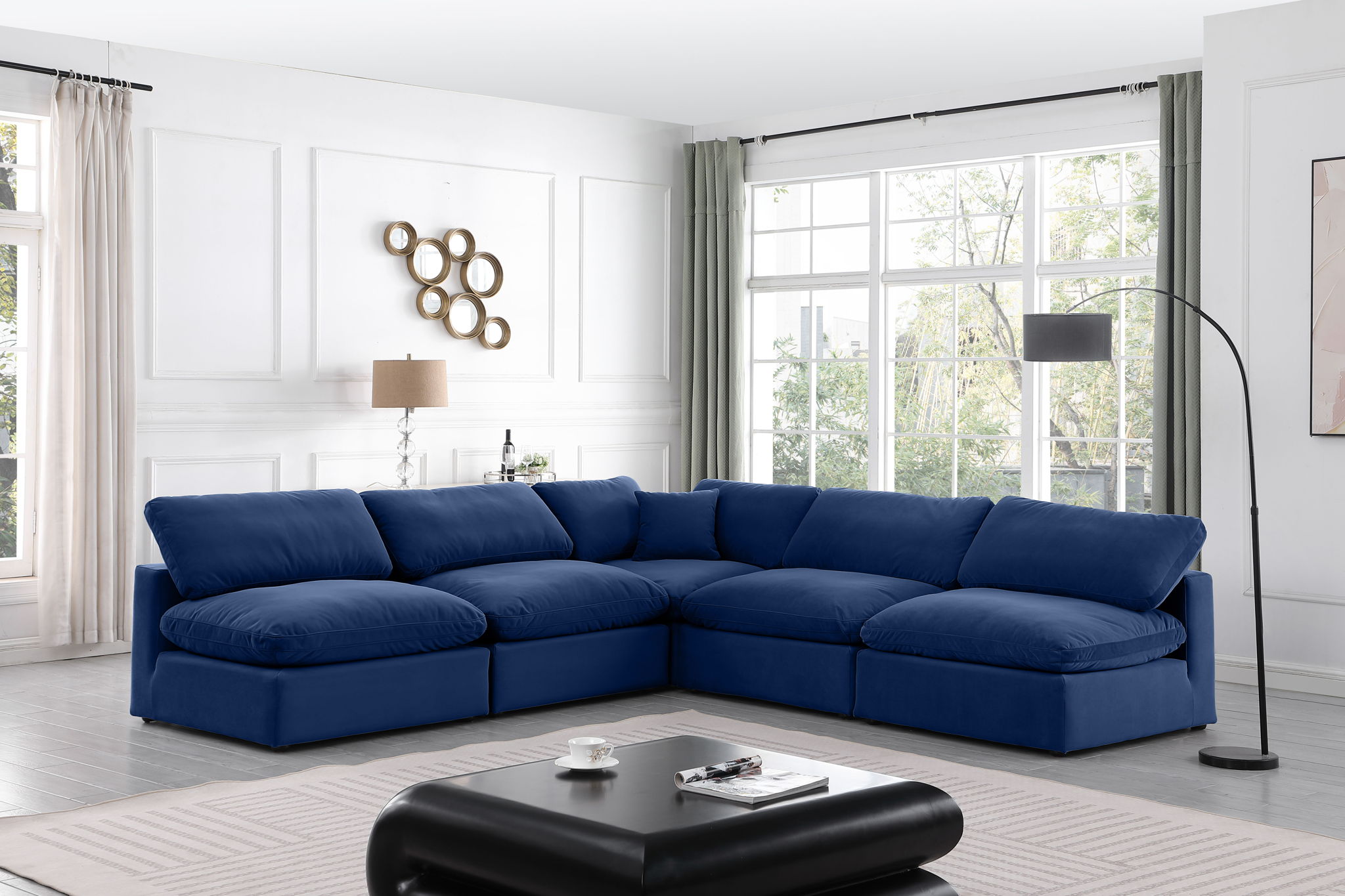 Comfy - 5 Piece Velvet Modular Corner Armless Sectional - Urban Living Furniture (Los Angeles, CA)