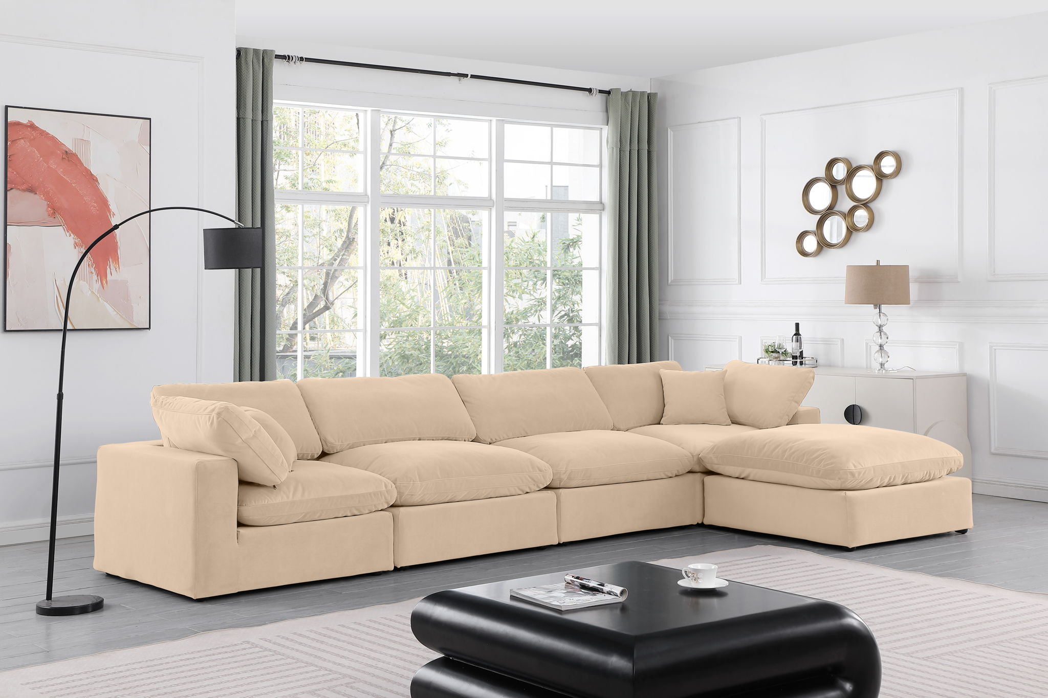 Comfy - 5 Piece Velvet Modular Sectional With Chaise - Urban Living Furniture (Los Angeles, CA)