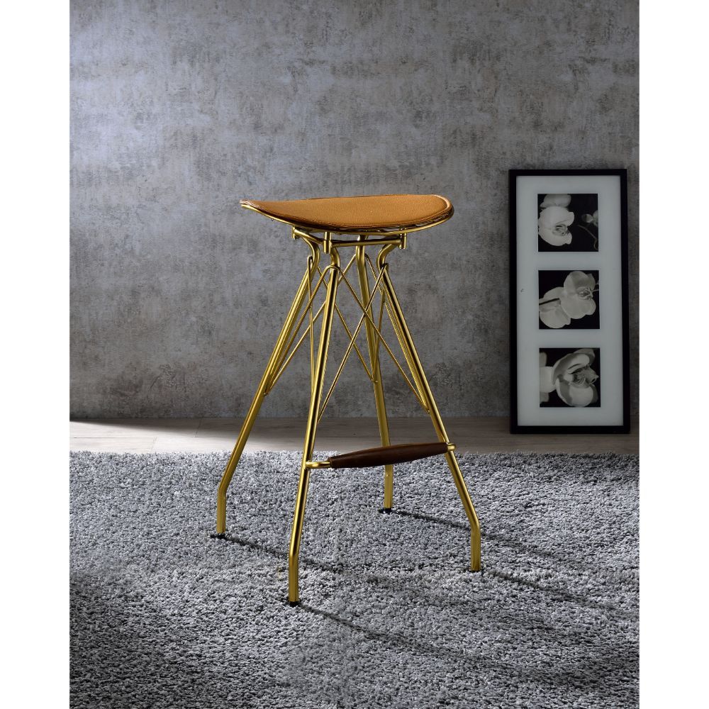 Dragea - Bar Stool (Set of 2) - Whiskey Synthetic Leather & Gold - Urban Living Furniture (Los Angeles, CA)