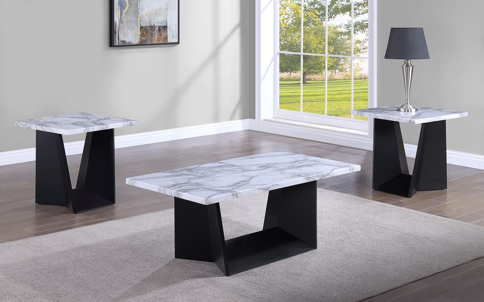 Adea - 3 Piece Cocktail Set Base - Black & White - Urban Living Furniture (Los Angeles, CA)