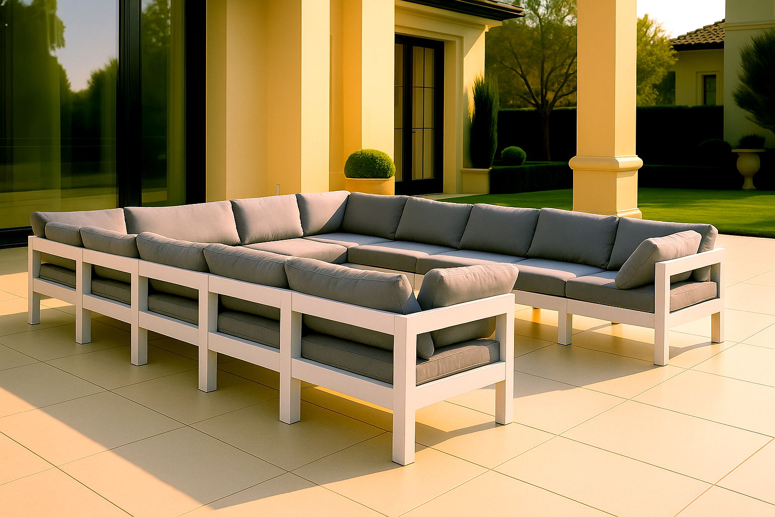 Nizuc - Outdoor Patio 12 Piece Modular Sectional With White Frame - Urban Living Furniture (Los Angeles, CA)