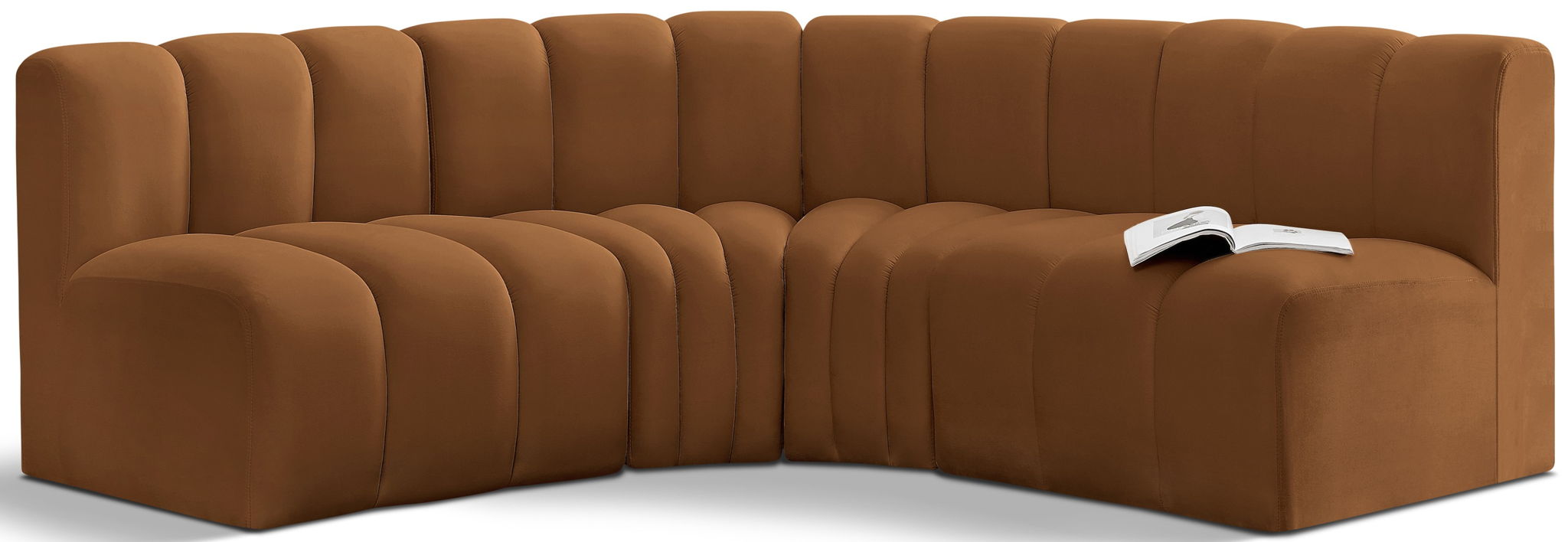 Arc - Velvet 4 Piece Corner Modular Sofa - Saddle - Urban Living Furniture (Los Angeles, CA)
