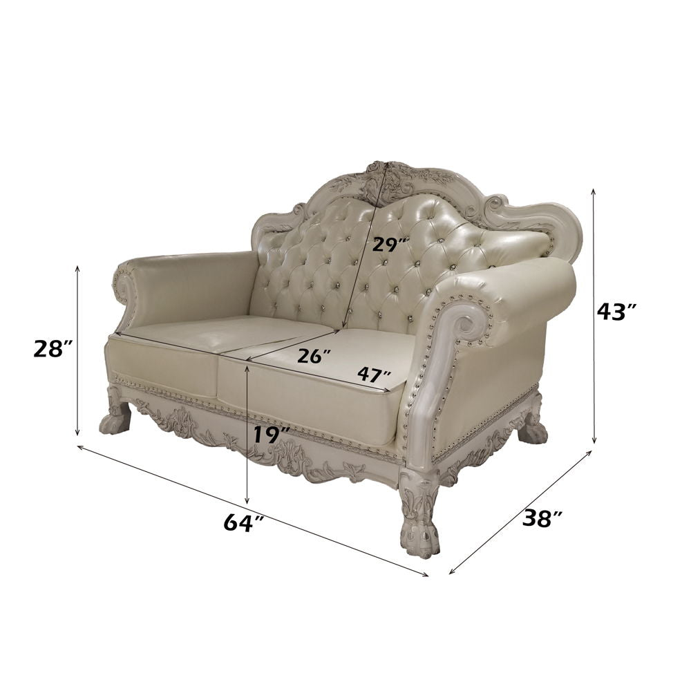 Dresden - Loveseat With 3 Pillows - Synthetic Leather & Bone White - Urban Living Furniture (Los Angeles, CA)