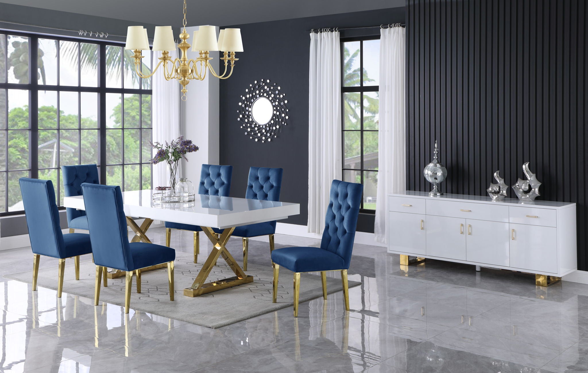 Excel - Extendable Dining Table with Gold Base - Urban Living Furniture (Los Angeles, CA)