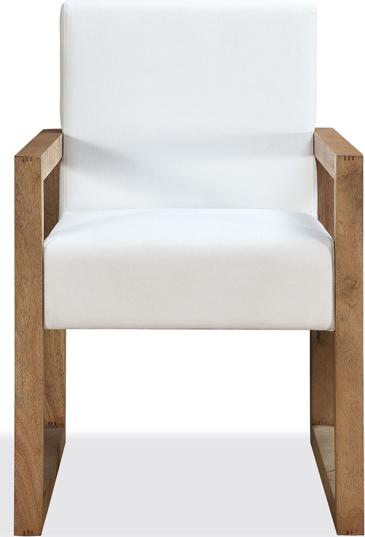 One - Modern Coastal Sled Leg Upholstered Dining Arm Chair (Set of 2) - White Pearl And Bisque
