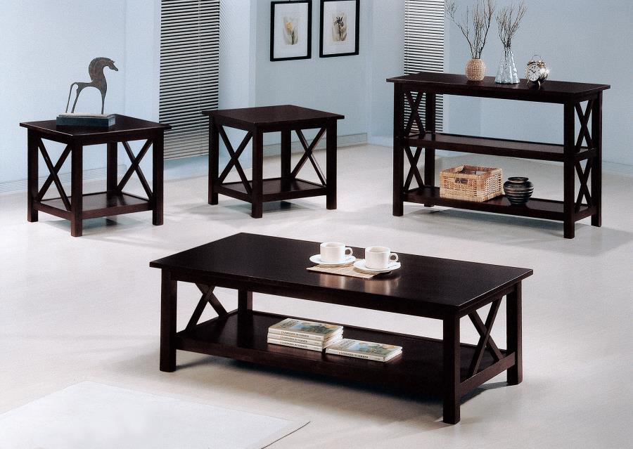 Rachelle - 3 Piece Rectangular Coffee Table Set - Deep Merlot - Urban Living Furniture (Los Angeles, CA)