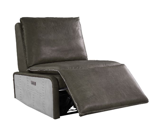 Metier - Power Motion Recliner - Gray Top Grain Leather & Aluminum - Urban Living Furniture (Los Angeles, CA)