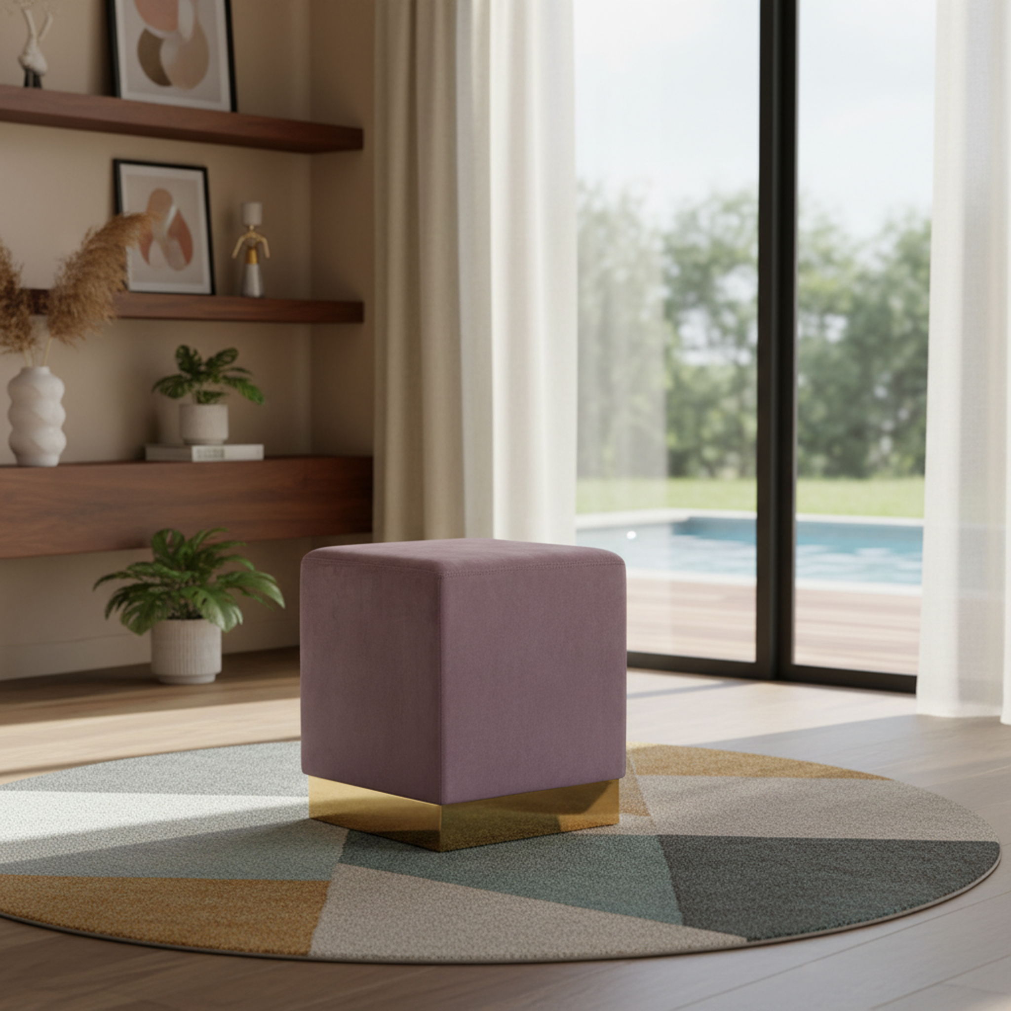 Jax - Stool Ottoman with Gold Base - Urban Living Furniture (Los Angeles, CA)