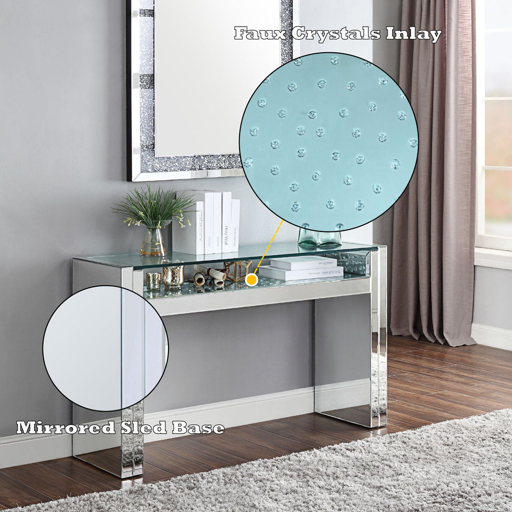 Nysa - Sofa Table - Mirrored & Faux Crystals - Urban Living Furniture (Los Angeles, CA)