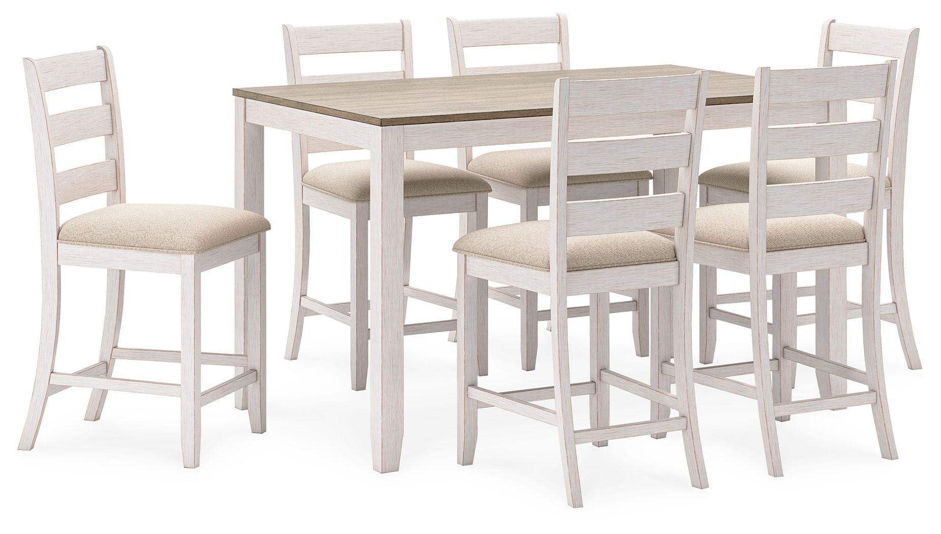Skempton - White / Light Brown - Counter Height Dining Table and Bar Stools (Set of 7) - Urban Living Furniture (Los Angeles, CA)