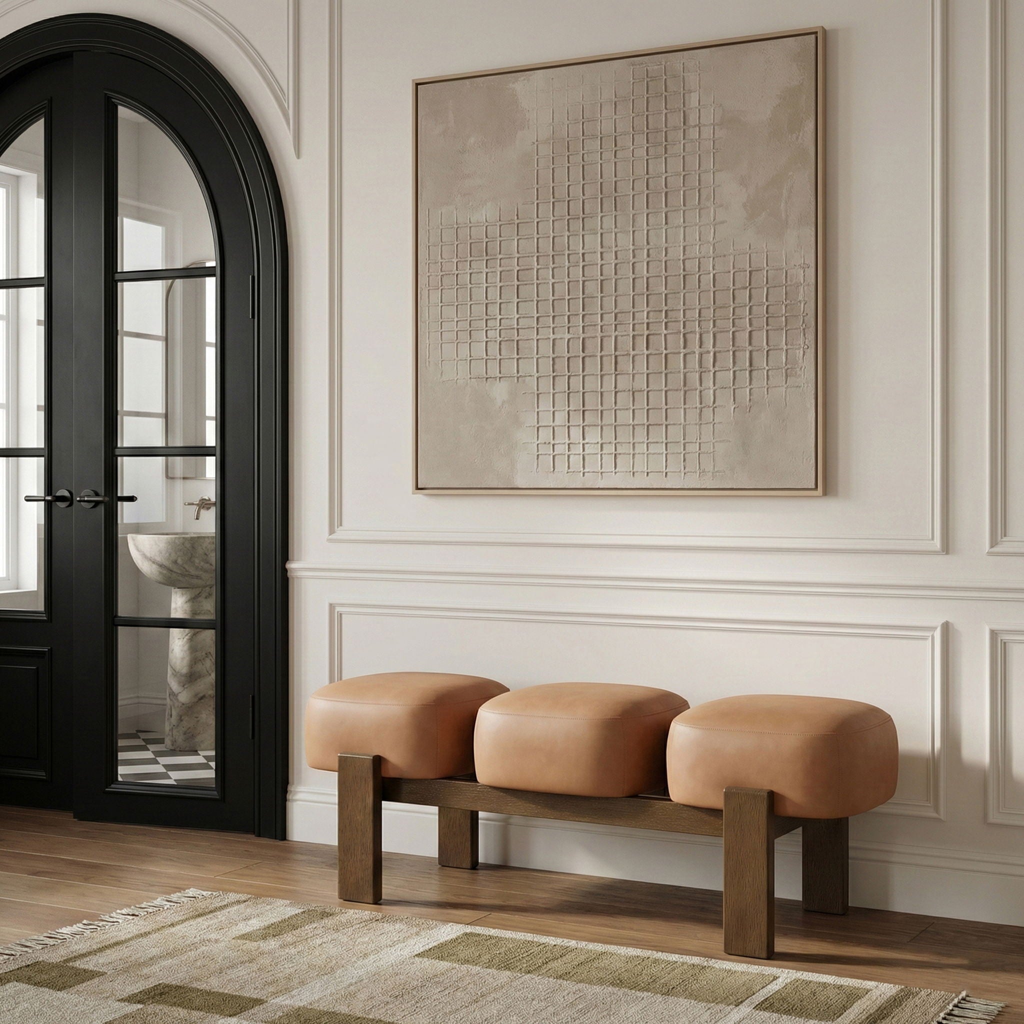 Woodcrest - Vegan Leather Upholstered Bench - Painted Brown Walnut Base - Urban Living Furniture (Los Angeles, CA)