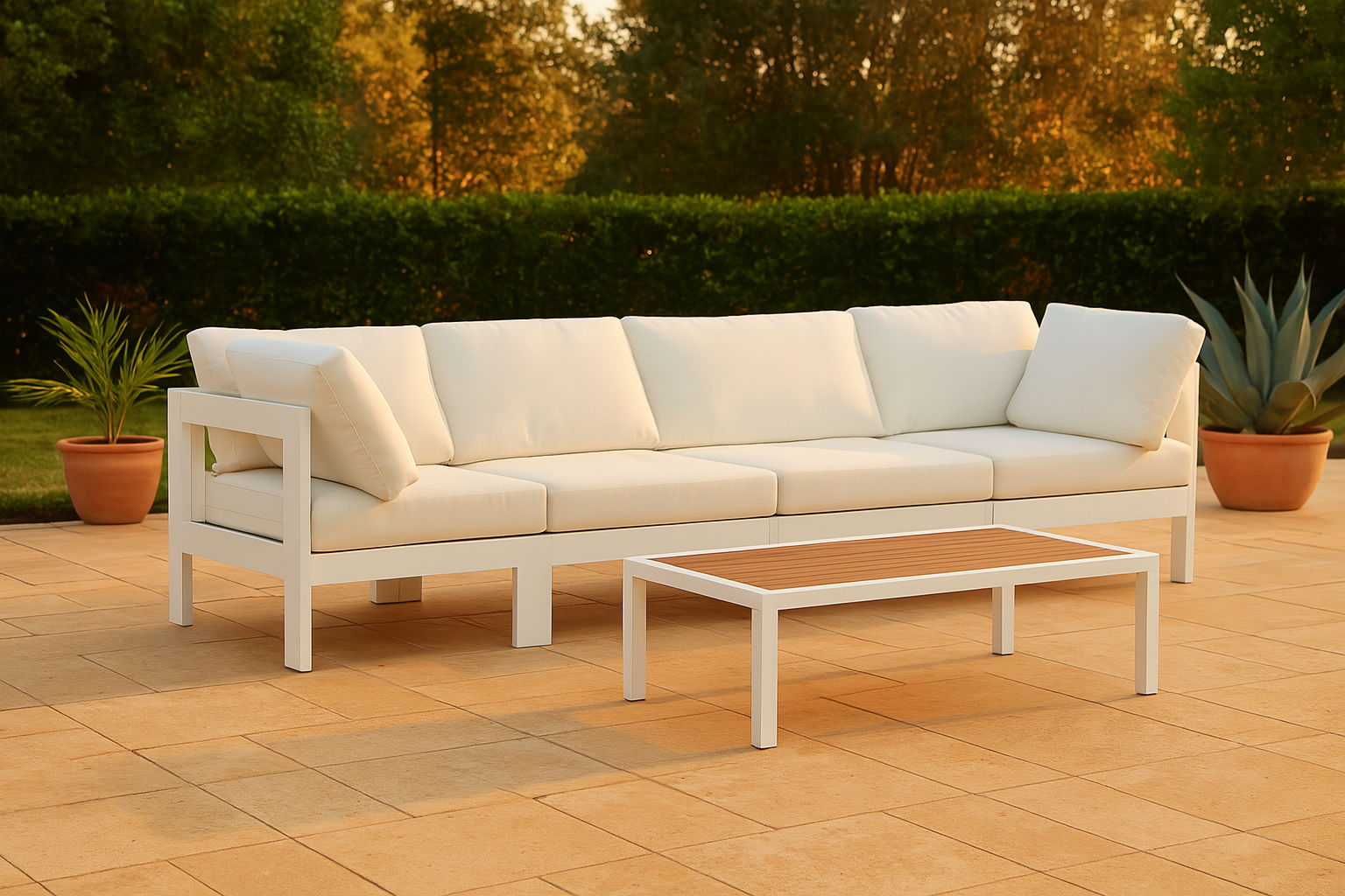 Nizuc - Outdoor Patio 4 Seat Modular Sofa With White Frame - Urban Living Furniture (Los Angeles, CA)