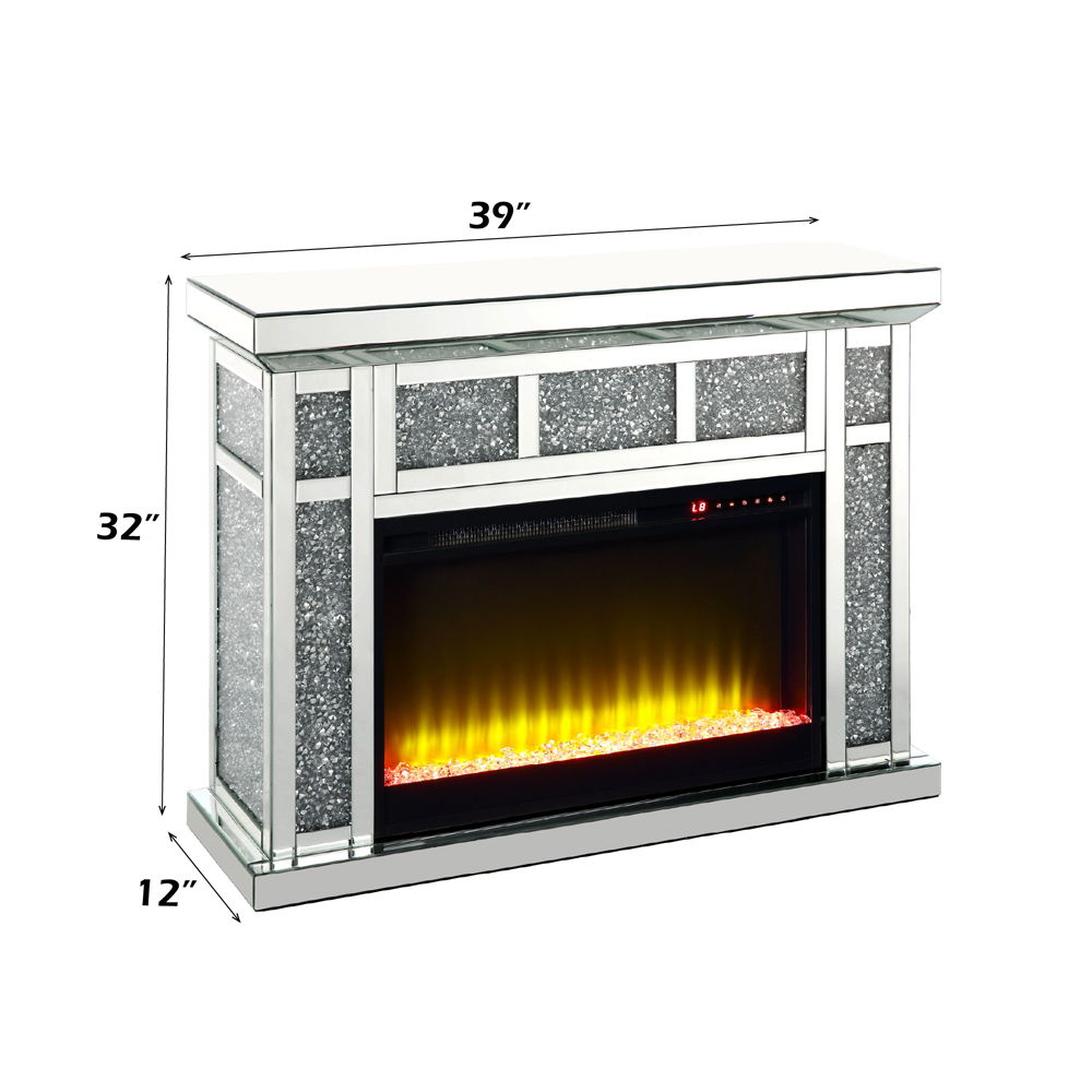 Noralie - 39" X 12" Fireplace - Mirrored & Faux Diamonds - Urban Living Furniture (Los Angeles, CA)