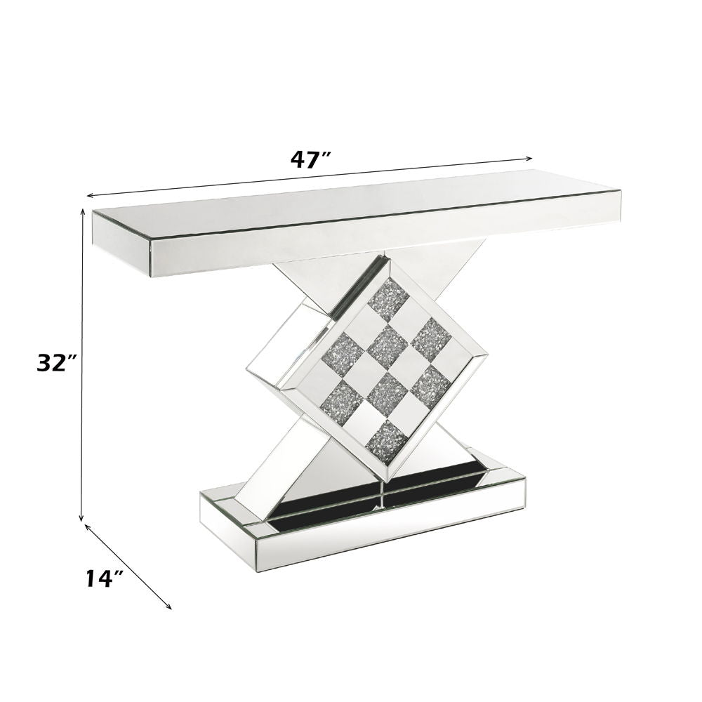 Noralie - 47" X 14" Console Table - Mirrored & Faux Diamonds - Urban Living Furniture (Los Angeles, CA)