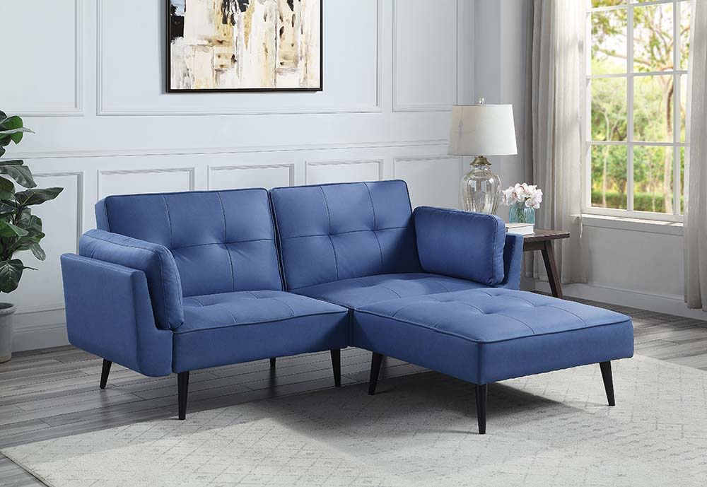 Nafisa - Adjustable Sofa & Ottoman - Blue Fabric - Urban Living Furniture (Los Angeles, CA)