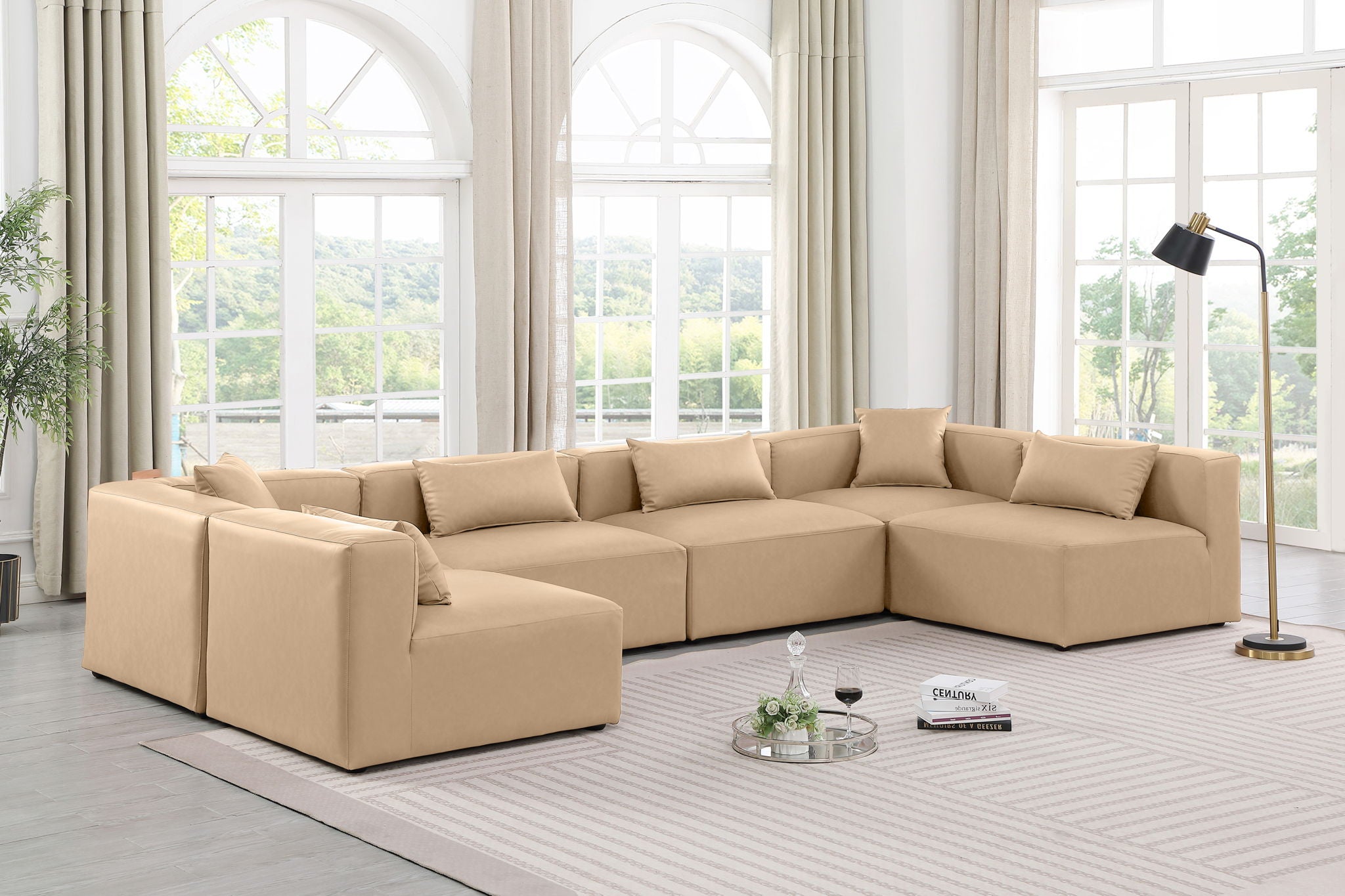 Cube - 6 Piece Modular Armless Sectional - Tan - Urban Living Furniture (Los Angeles, CA)
