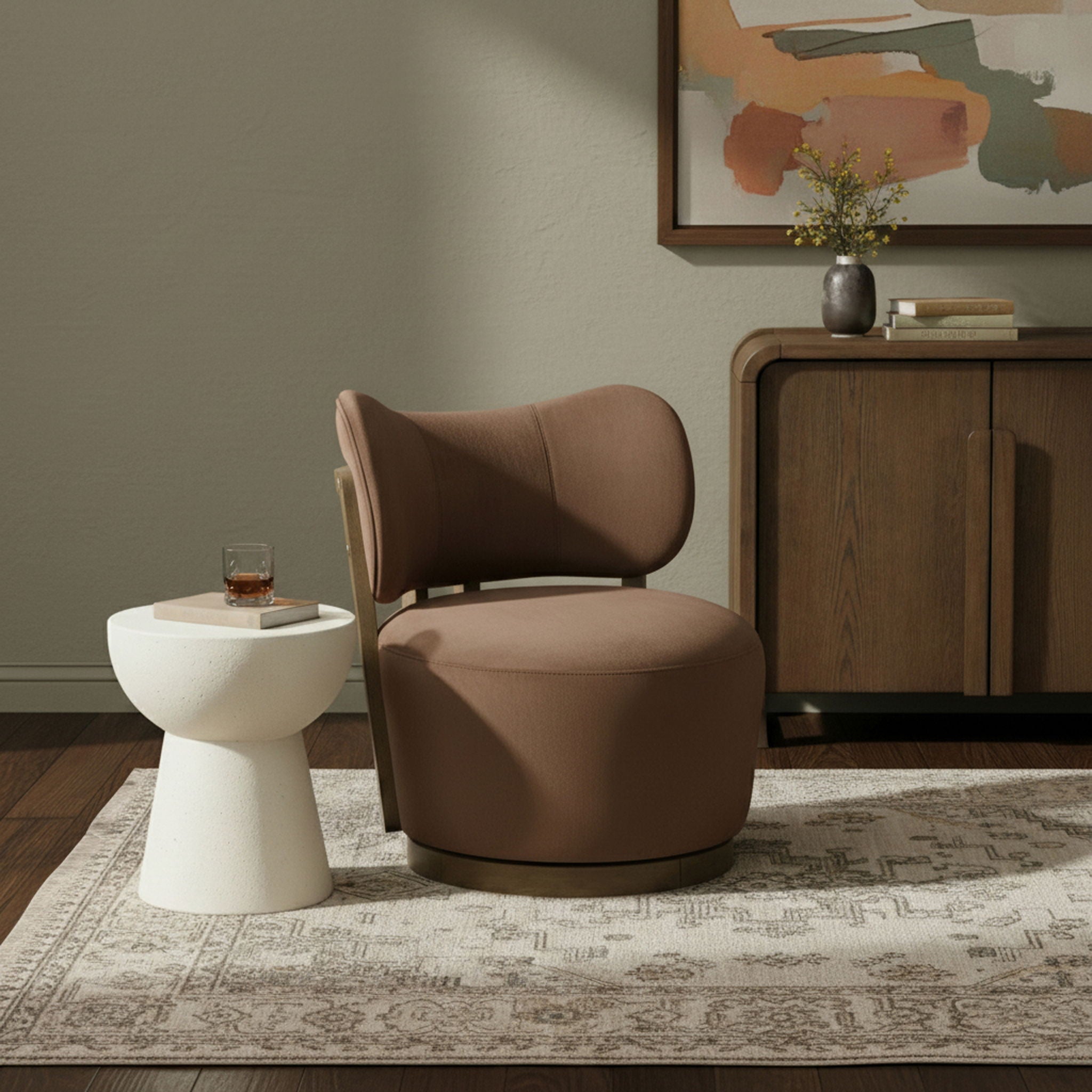 Elara - Velvet Upholstered Swivel Accent Chair - Stained Brown - Urban Living Furniture (Los Angeles, CA)
