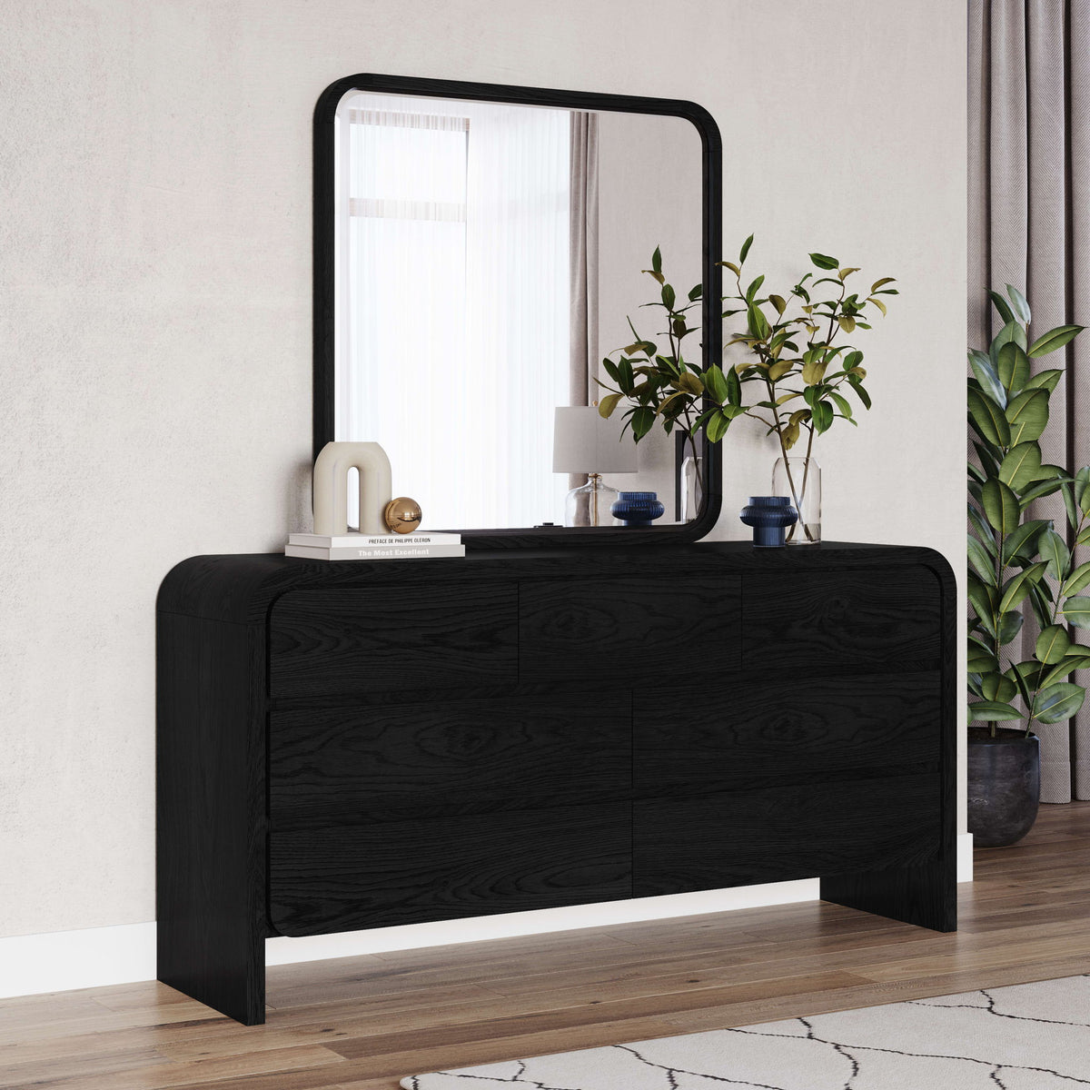 Elora - Seven Drawer Dresser - Jet Black Ash
