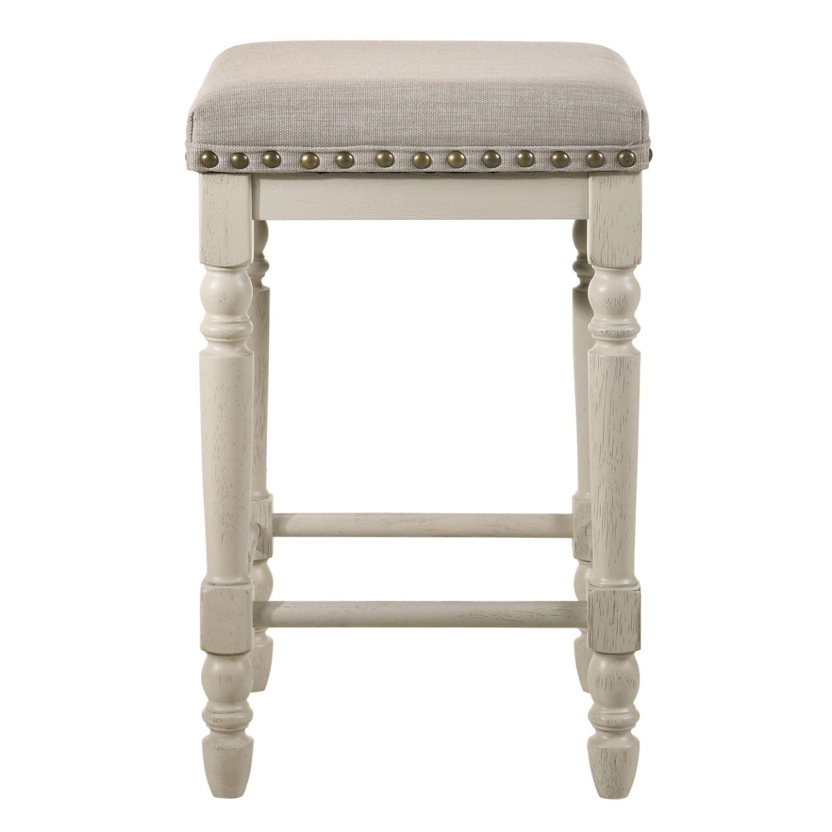 Tasnim - Counter Height Stool (Set of 2) - Tan Fabric & Antique White - Urban Living Furniture (Los Angeles, CA)