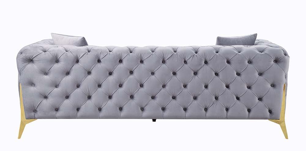 Jelanea - Sofa With 2 Pillows - Gray Velvet & Gold - Urban Living Furniture (Los Angeles, CA)