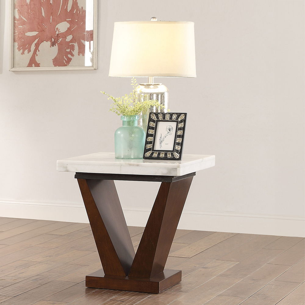 Forbes - End Table - White Marble Top & Walnut - Urban Living Furniture (Los Angeles, CA)