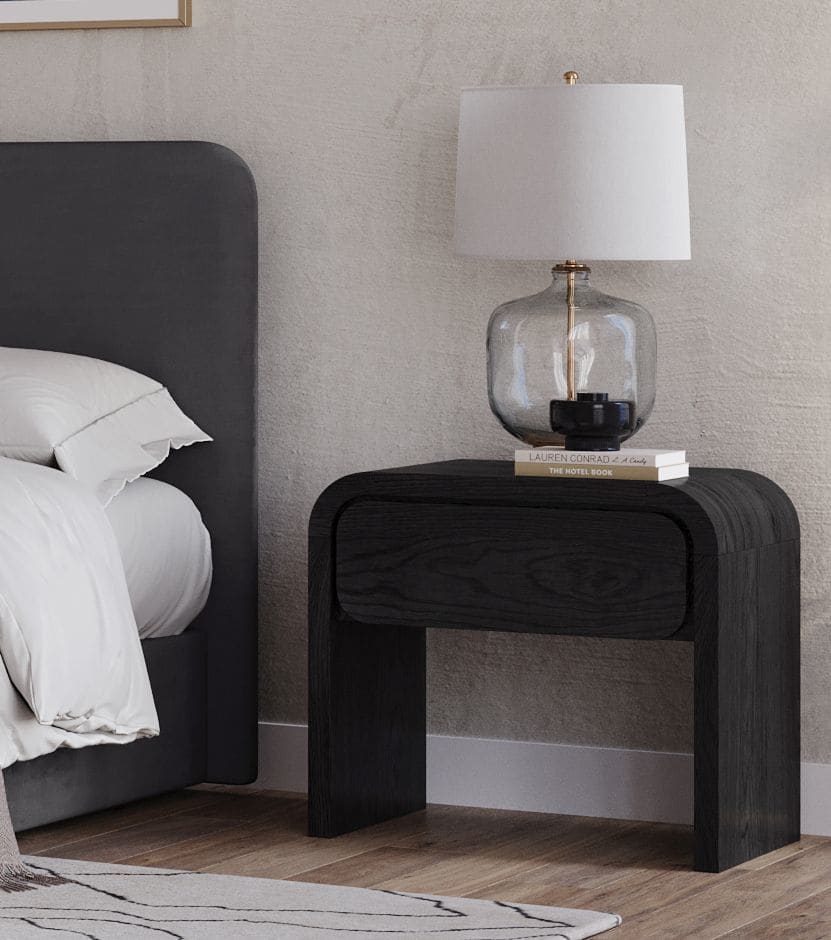 Elora - One Drawer Nightstand - Jet Black Ash
