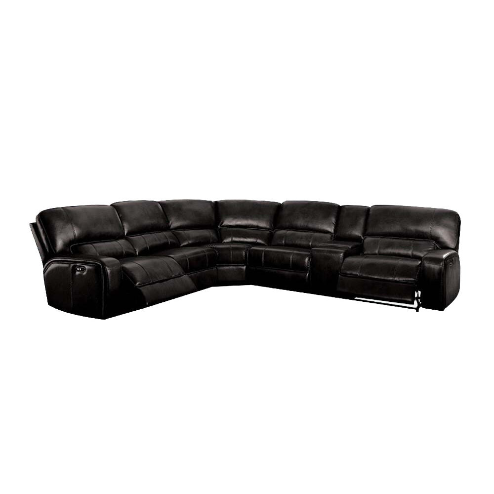 Saul - Power Motion Sectional Sofa - Black Leather-Aire - Urban Living Furniture (Los Angeles, CA)