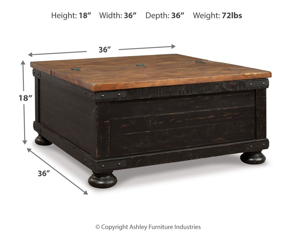 Valebeck - Lift Top Cocktail Table - Black / Brown - Urban Living Furniture (Los Angeles, CA)