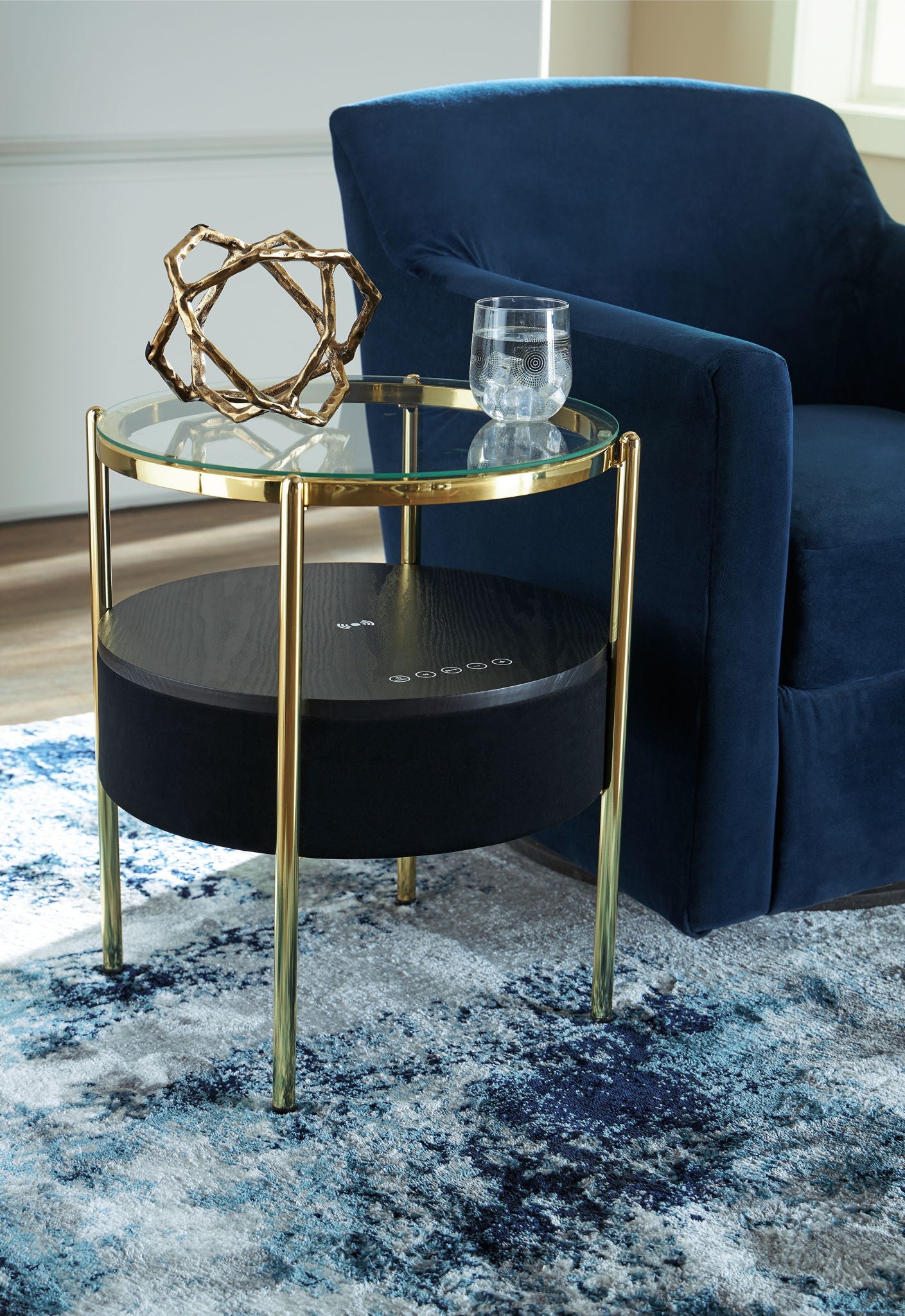 Nedman - Black / Gold Finish - Accent Table With Speaker - Urban Living Furniture (Los Angeles, CA)