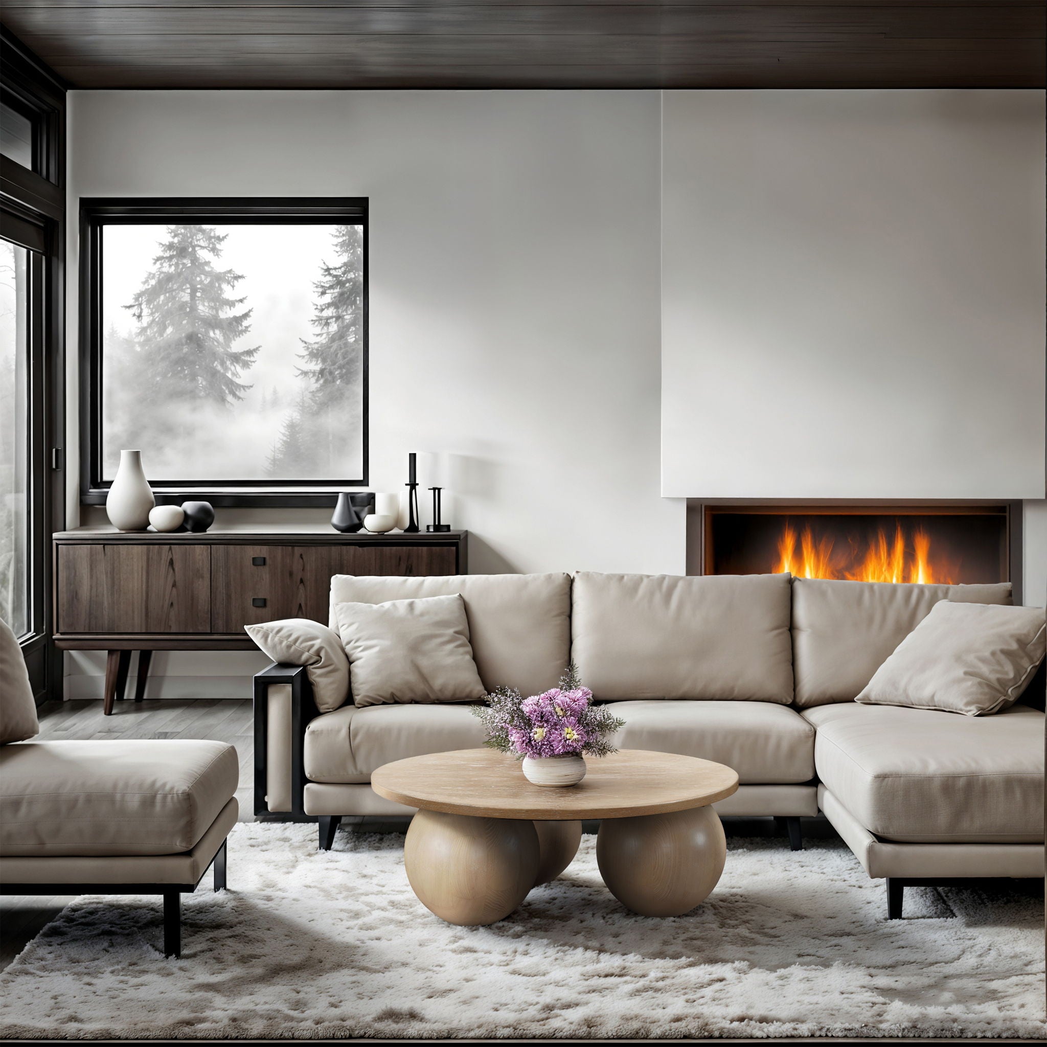Fitch - Wood Oak Veneer Coffee Table - 3 Legs - Urban Living Furniture (Los Angeles, CA)