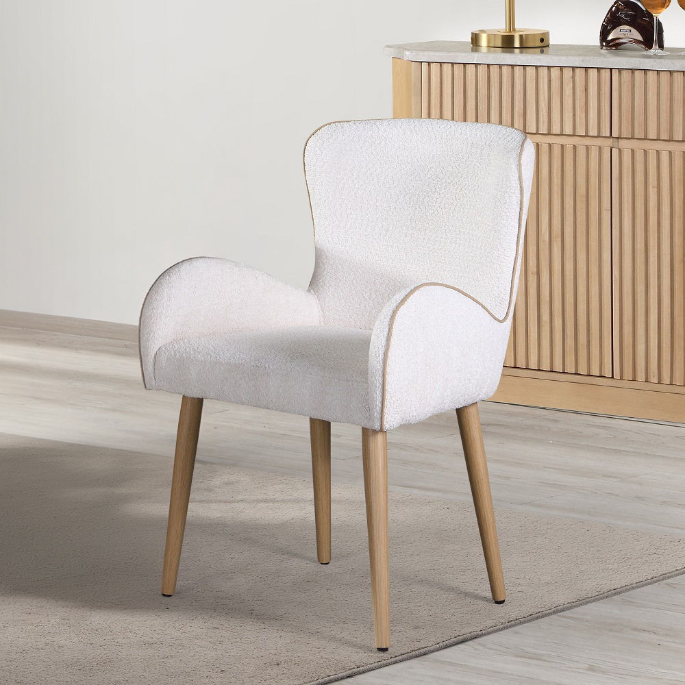 Qwin - Side Chair (Set of 2) - Beige Boucle & Oak - Urban Living Furniture (Los Angeles, CA)